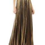 Metallic Pleated Maxi Skirt