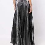 Metallic Pleated Maxi Skirt